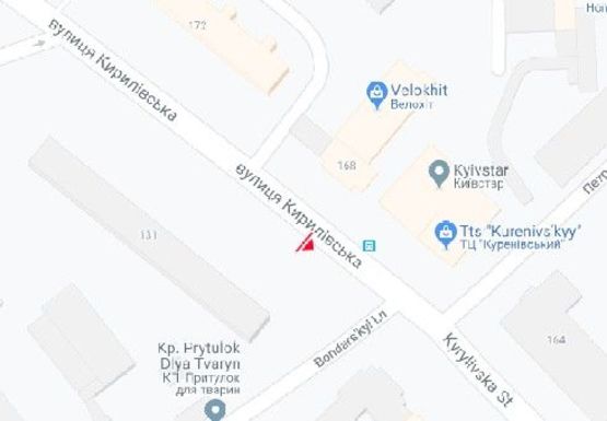Схема рекламної площини за адресою Кириловская ул., 131 (Фрунзе ул.)
