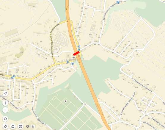 Схема рекламной плоскости по адресу Ізмайлівська (до Калинівського ринку) нижній