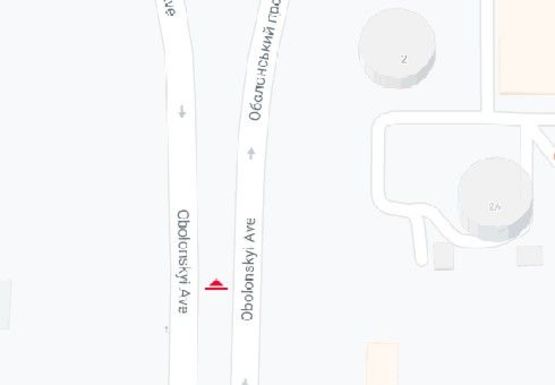 Схема рекламної площини за адресою Оболонский пр., 2а (на разделителе)