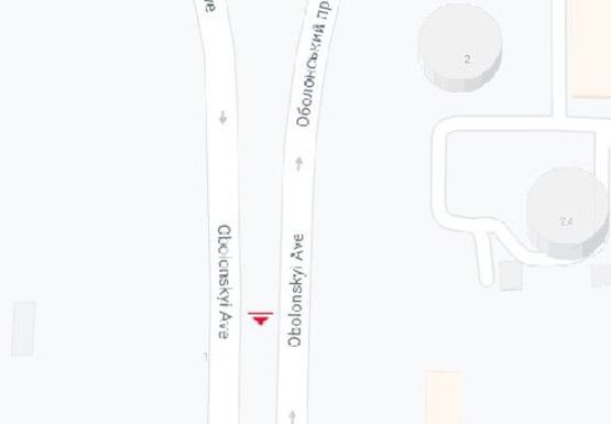 Схема рекламной плоскости по адресу Оболонский пр., 2а (на разделителе)