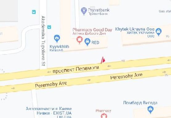 Схема рекламної площини за адресою Победы пр., 98/2