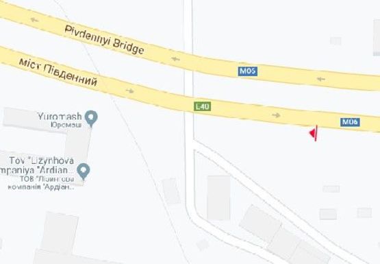 Схема рекламної площини за адресою Промышленная ул. (Южный мост)