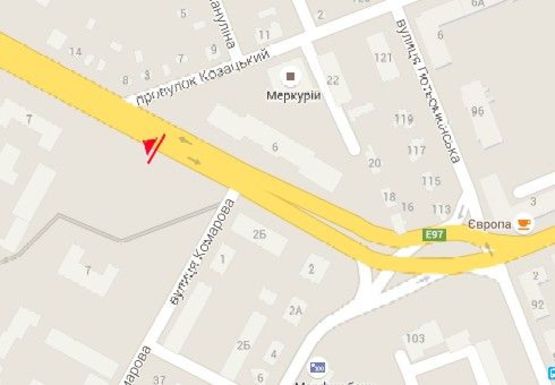 Схема рекламної площини за адресою Николаевское шоссе - Казацкий пер.