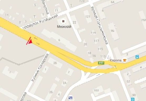 Схема рекламной плоскости по адресу Николаевское шоссе - Казацкий пер.