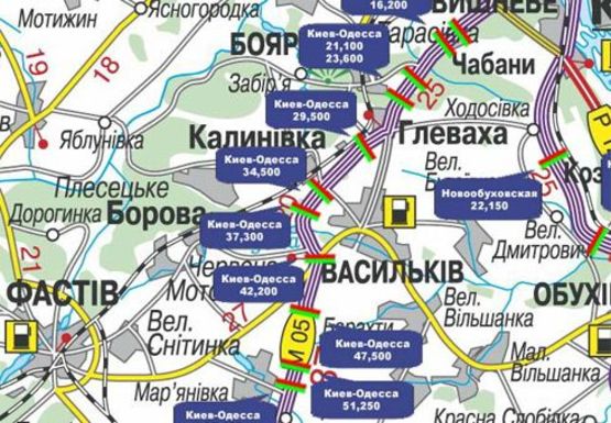 Схема рекламной плоскости по адресу Трасса M-05, Киев-Одесса, 37,300