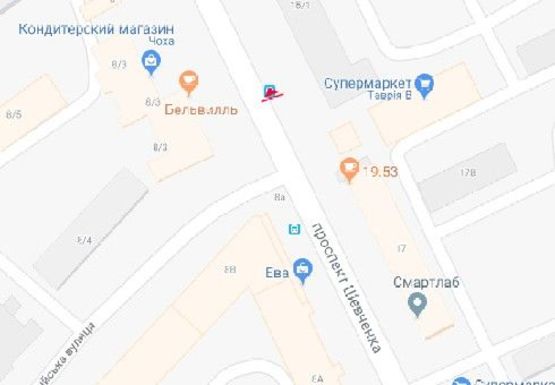 Схема рекламной плоскости по адресу Шевченко пр., 15/1 (BackLit)