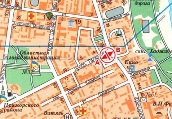 Схема рекламной плоскости по адресу Гагарина пр., - Французский б-р.,14-А