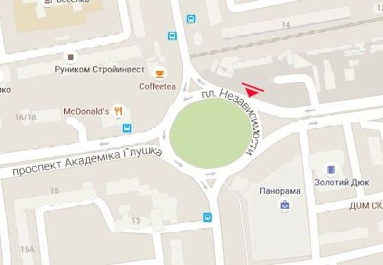Схема рекламної площини за адресою Независимости пл. - Академика Глушко пр.