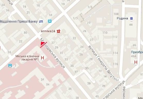 Схема рекламної площини за адресою Мясоедовская ул., 32 - Б. Хмельницкого ул.