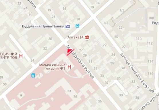 Схема рекламної площини за адресою Мясоедовская ул., 32 - Б. Хмельницкого ул.