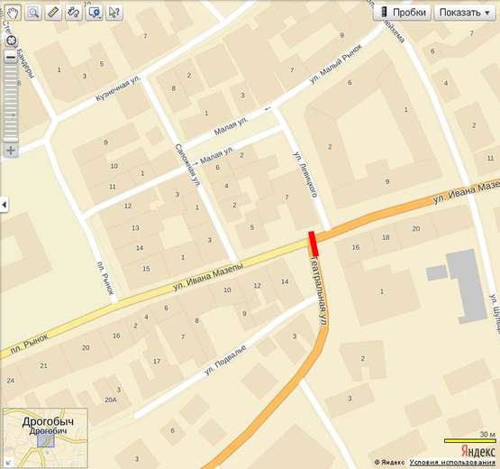 Схема рекламной плоскости по адресу Театральна-Мазепи