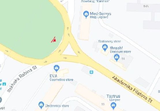 Схема рекламної площини за адресою Независимости пл. - Ак. Филатова ул.
