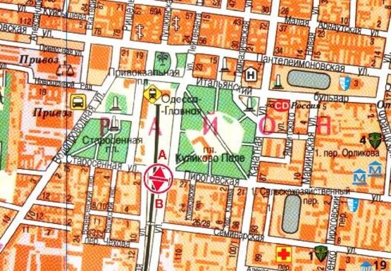 Схема рекламної площини за адресою Среднефонтанская ул. - Пироговская ул.