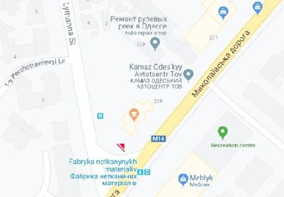 Схема рекламной плоскости по адресу Николаевская дорога, 225А - Лиманна ул.