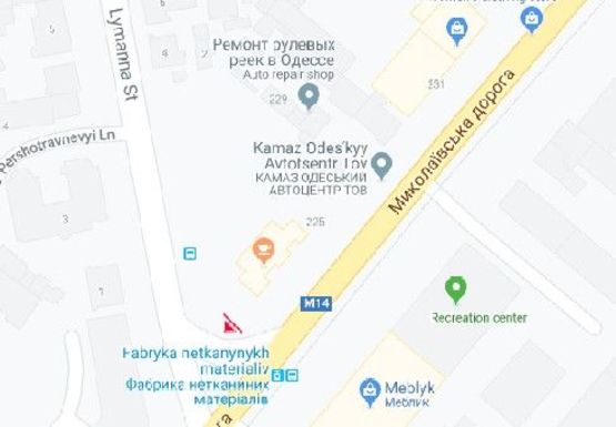 Схема рекламной плоскости по адресу Николаевская дорога, 225А - Лиманна ул.