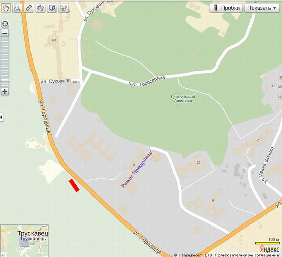 Схема рекламної площини за адресою санаторій "Ріксус"  *****