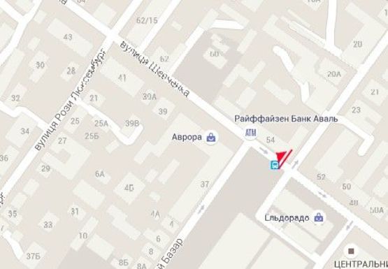 Схема рекламной плоскости по адресу Шевченко ул., центральный рынок