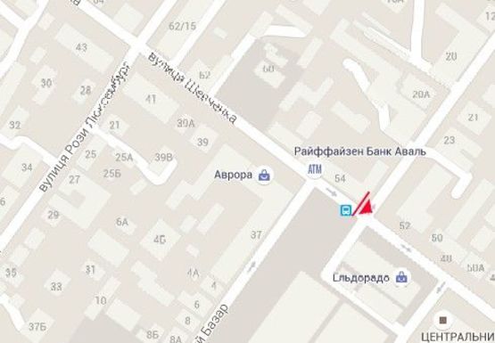 Схема рекламной плоскости по адресу Шевченко ул., центральный рынок