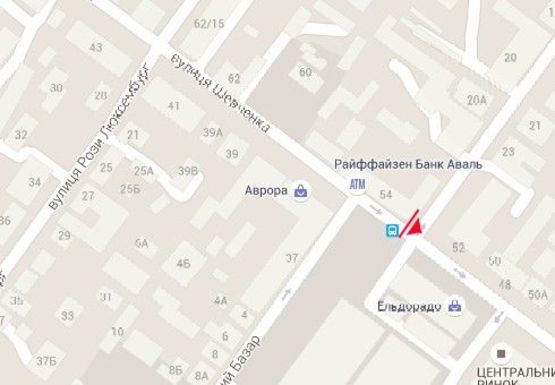 Схема рекламной плоскости по адресу Шевченко ул., центральный рынок