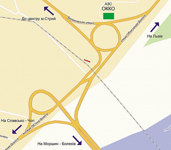 Схема рекламной плоскости по адресу Виїзд з міста (Заправка ОККО)