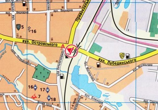 Схема рекламной плоскости по адресу Брацлавская ул. - Привокзальная ул.