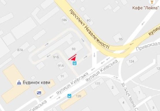 Схема рекламной плоскости по адресу Киевская ул., 93 (левый)