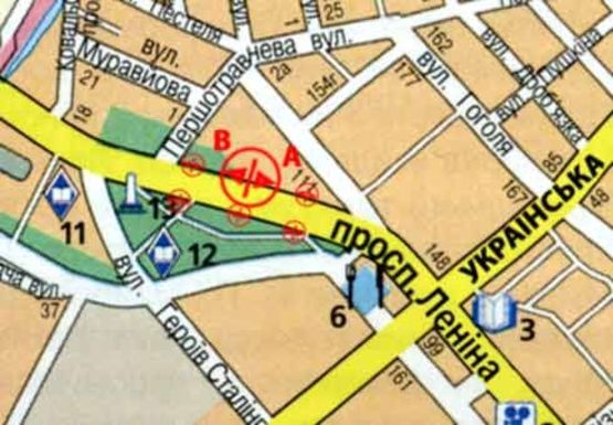 Схема рекламной плоскости по адресу Соборный пр. (2) (движение от вокзала)