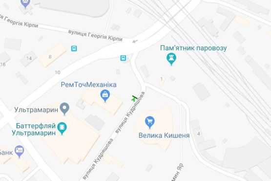 Схема рекламної площини за адресою Кудряшова вул., 1 навпроти