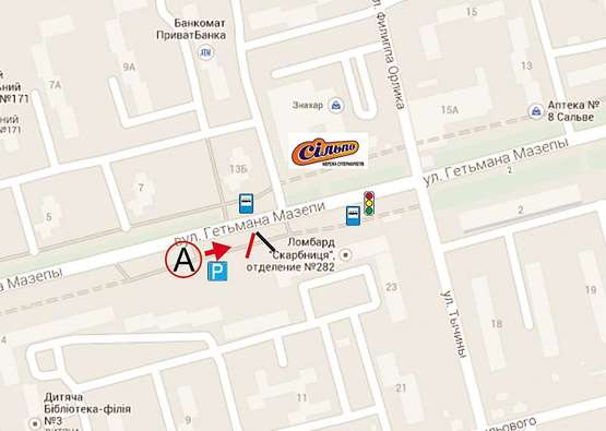 Схема рекламной плоскости по адресу Гетьмана Мазепи, 12 А