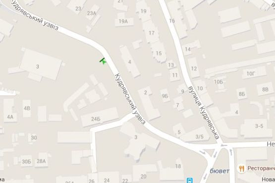 Схема рекламної площини за адресою Кудрявський узвіз, №6 (в напр. Глибочицької вул.)