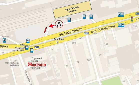 Схема рекламной плоскости по адресу Городоцька К11 ( приміський вокзал, напроти привокзальний ринок ст. А верхній №11 )