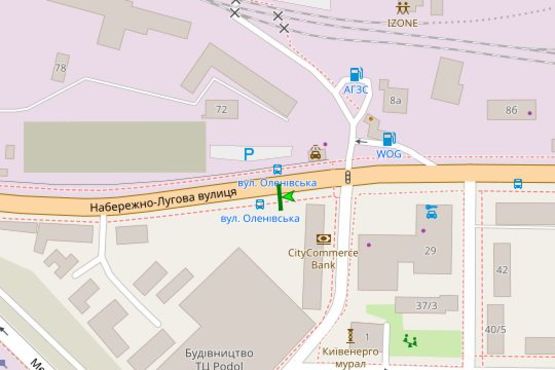 Схема рекламної площини за адресою Набережно-Лугова вул., 23