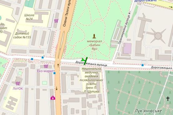 Схема рекламной плоскости по адресу Дорогожицька вул., 9, розподілювач  (в напрямку О.Теліги)