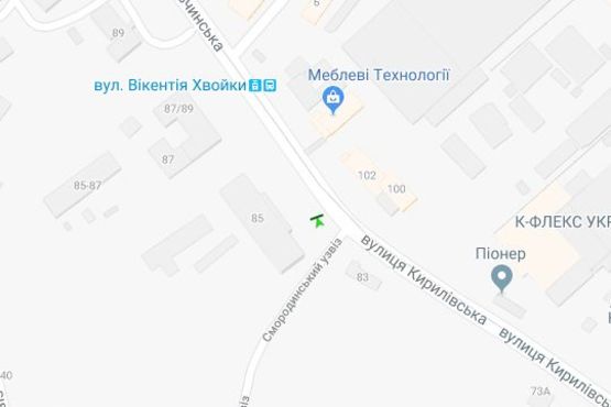 Схема рекламної площини за адресою Кирилівська вул., 85