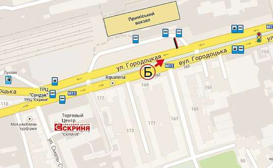 Схема рекламной плоскости по адресу Городоцька  К3( приміський вокзал, напроти привокзальний ринок ст. В нижній №9 )