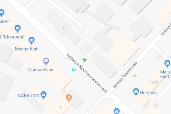 Схема рекламної площини за адресою Костянтинівська вул., 62