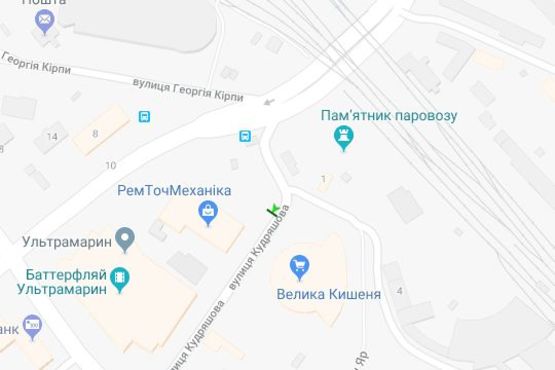 Схема рекламної площини за адресою Кудряшова вул., 1 навпроти
