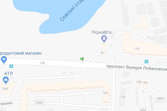 Схема рекламної площини за адресою Лобановського Валерія просп. (Червонозоряний просп.), №1 від АЗС (в направл. Деміївської пл.)