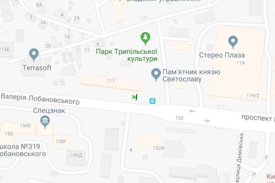 Схема рекламной плоскости по адресу Лобановського Валерія просп. (Червонозоряний просп.), 117 (в направл. Деміївської пл.)