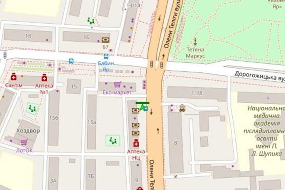 Схема рекламної площини за адресою Теліги Олени вул., 11