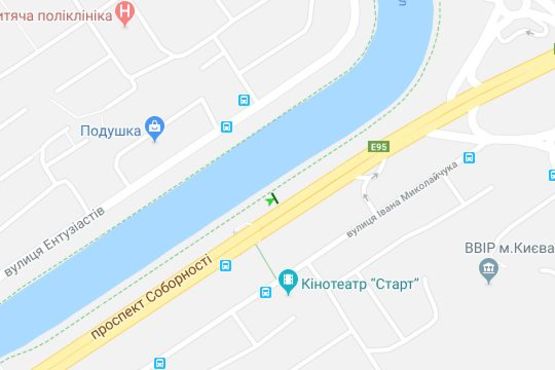 Схема рекламной плоскости по адресу Соборності просп. (Возз`єднання просп.), (Возз`єднання) (в направл. Ленинградской пл.)