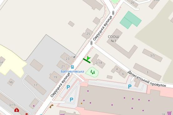 Схема рекламної площини за адресою Овруцька вул., 2/18