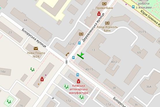 Схема рекламной плоскости по адресу Деревлянська вул. (Якіра вул.), 12/42, навпроти