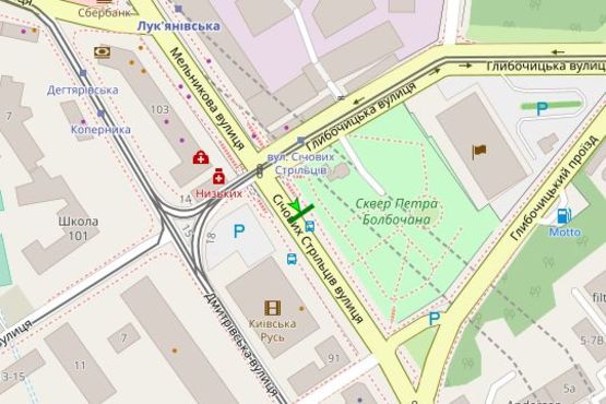 Схема рекламной плоскости по адресу Січових стрільців вул. - Глибочицька вул.