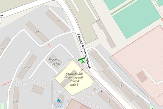 Схема рекламной плоскости по адресу Юліуса Фучика вул., 10, навпроти