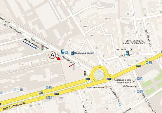 Схема рекламной плоскости по адресу Чернівецька К6 -  Городоцька ( прим вокзал) А