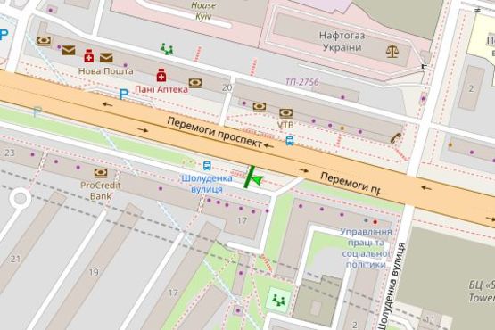 Схема рекламной плоскости по адресу Перемоги просп., , 17