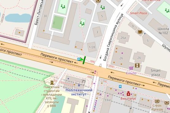 Схема рекламної площини за адресою Перемоги просп., , 28-А