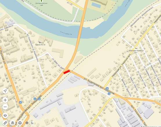 Схема рекламной плоскости по адресу Вул. Дайки - Анкудінова-Тельмана зправа від моста №8