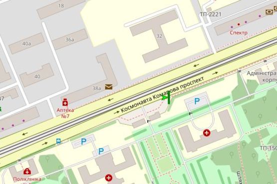 Схема рекламної площини за адресою Космонавта Комарова просп., 3